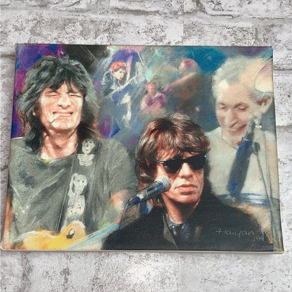 Vintage Rolling Stones Print by Haiyan 1991 8x10 Canvas EUC - Picture 1 of 6